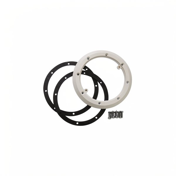 Bride BDF (+ joints + vis Parker 5,5x25mm) anti-vortex avec inserts métriques en laiton - BLANC