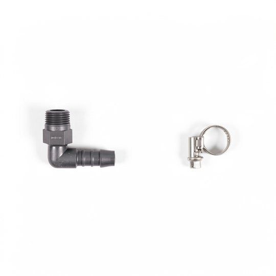 Coude norme 90° 3/8" + bride