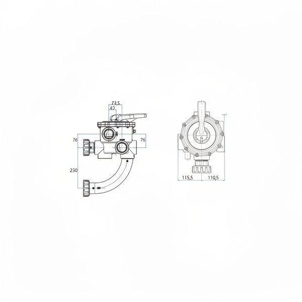 Vanne Side multivoies Classic Plus 2'' noire avec jonctions entraxe 230 mm