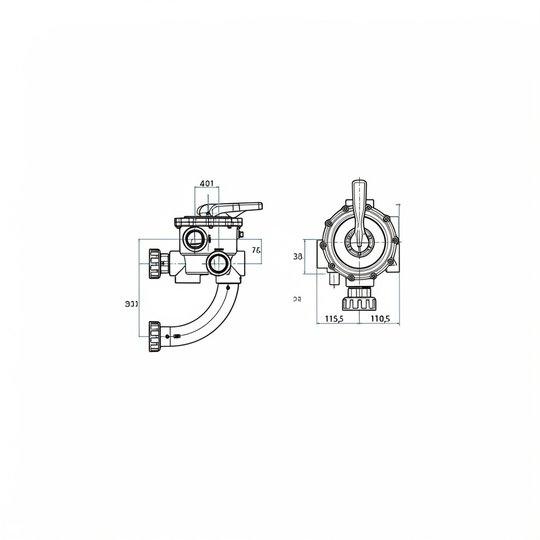Vanne Side multivoies Classic Plus 2'' noire avec jonctions entraxe 230 mm