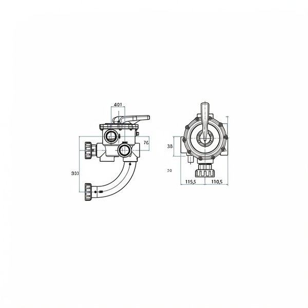Vanne Side multivoies Classic Plus 2'' noire avec jonctions entraxe 230 mm