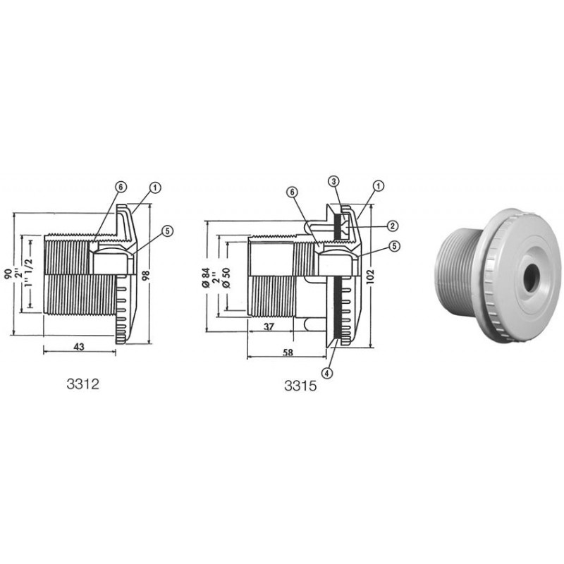 Buse COFIES Orientable béton-liner 2'' - 1''1-2 - Ø50mm