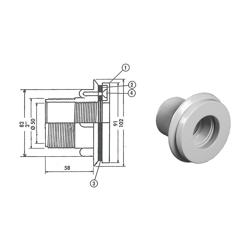 Prise Balai COFIES liner 2'' - Ø50mm