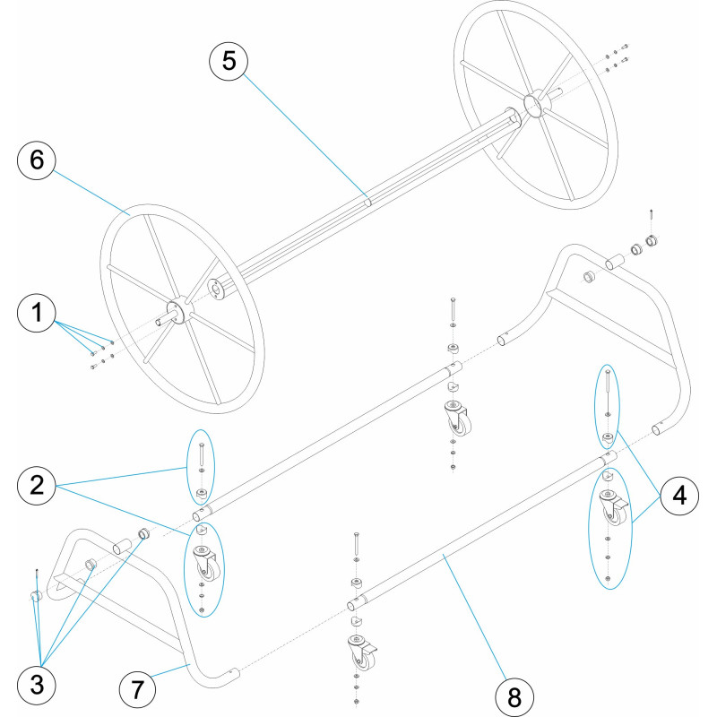 Enrouleur de lignes mobile largeur 1,2 - 1,8 m