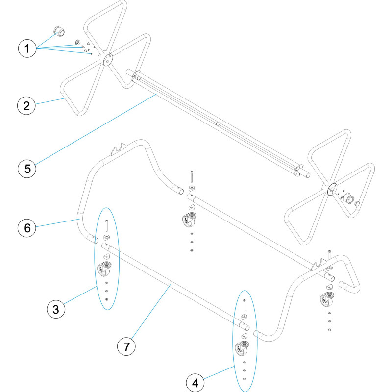 Enrouleur de lignes de nage largeur 1,2 et 1,8 m sans volant