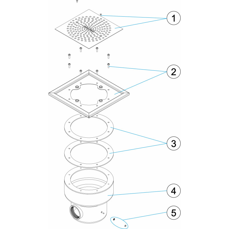Bonde de fond carré plate 2" LINER