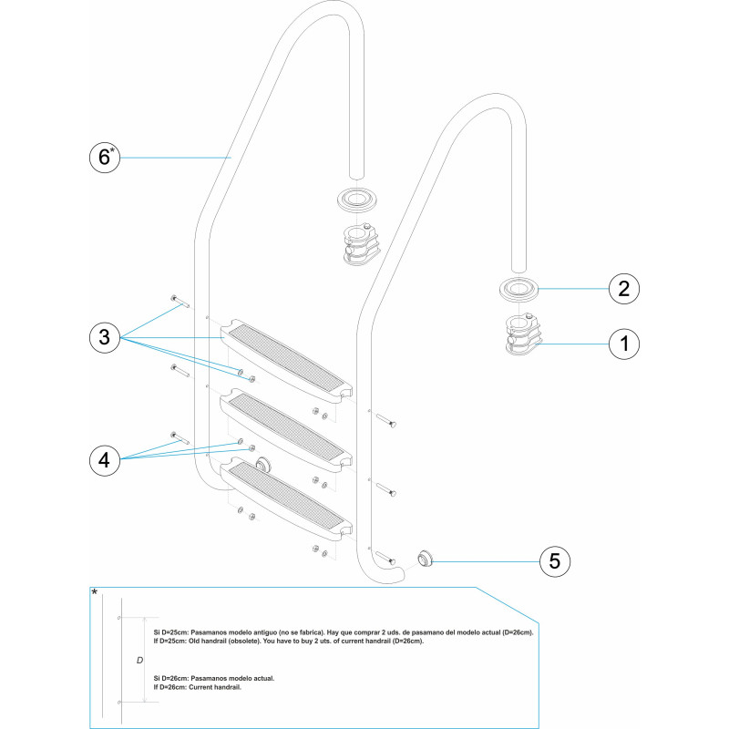 Échelle standard 2-3-4-5 marches plastique