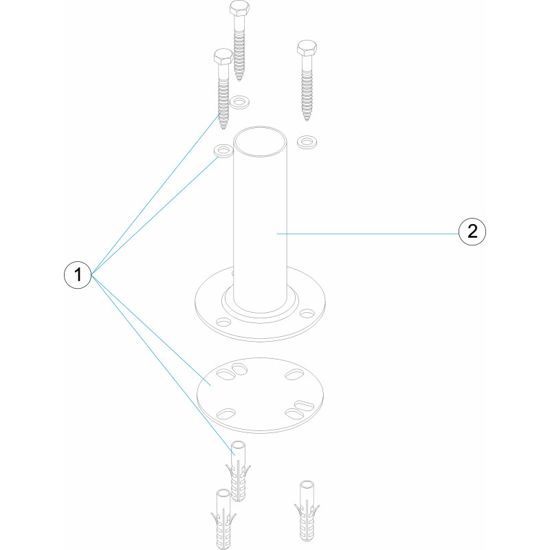 Fixation démontable avec plaquette inox 316
