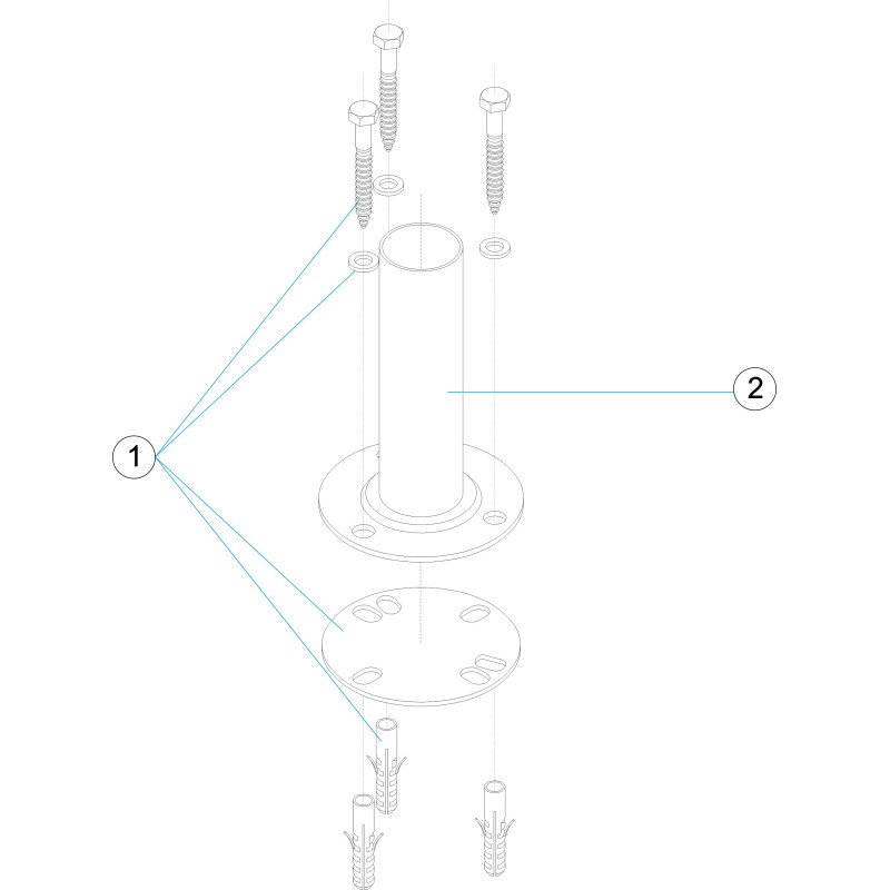 Fixation démontable avec plaquette inox 304