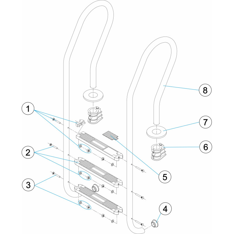 Échelle mixte plus 3-4-5 marches aisi-316