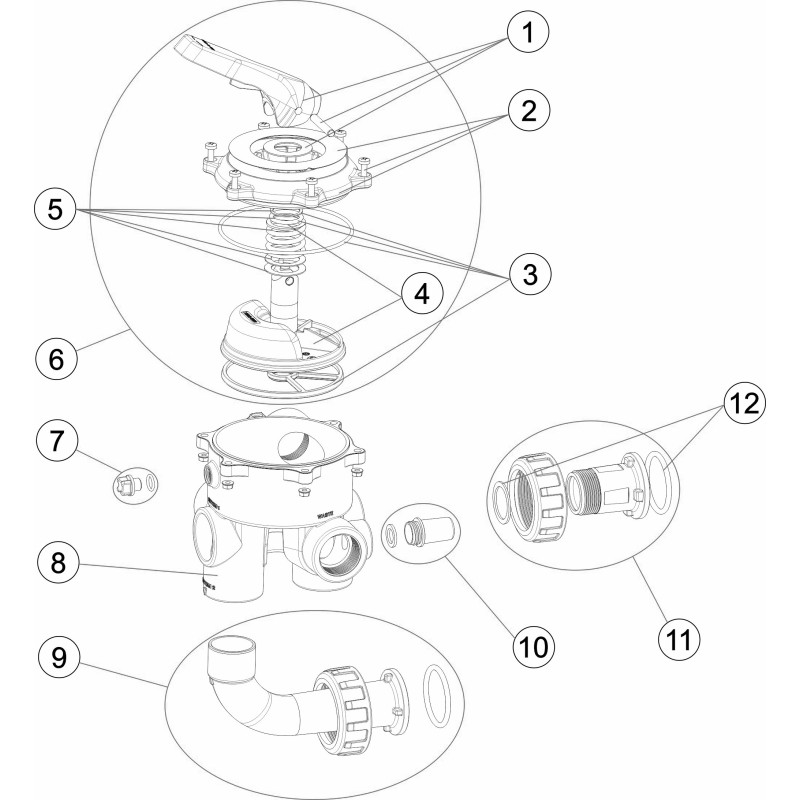 Vanne noire SIDE CLASSIC PLUS 1 1/2" avec liaisons