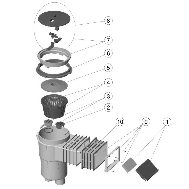 Skimmer 17,5L petite meurtrière + rallonge BETON