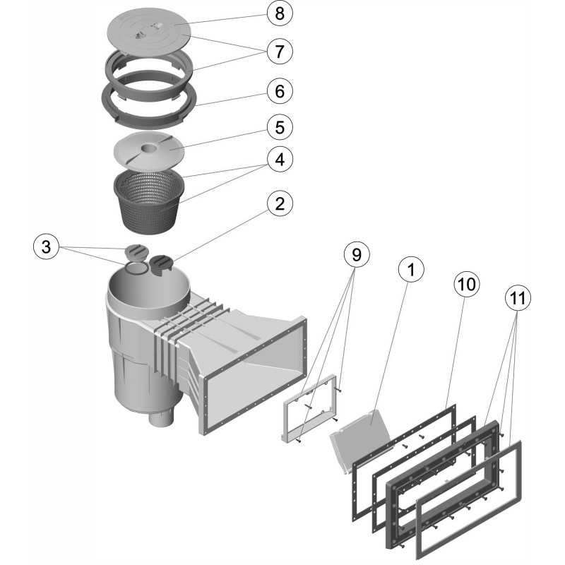 Skimmer 17,5L grande meurtière, couvercle rond LINER