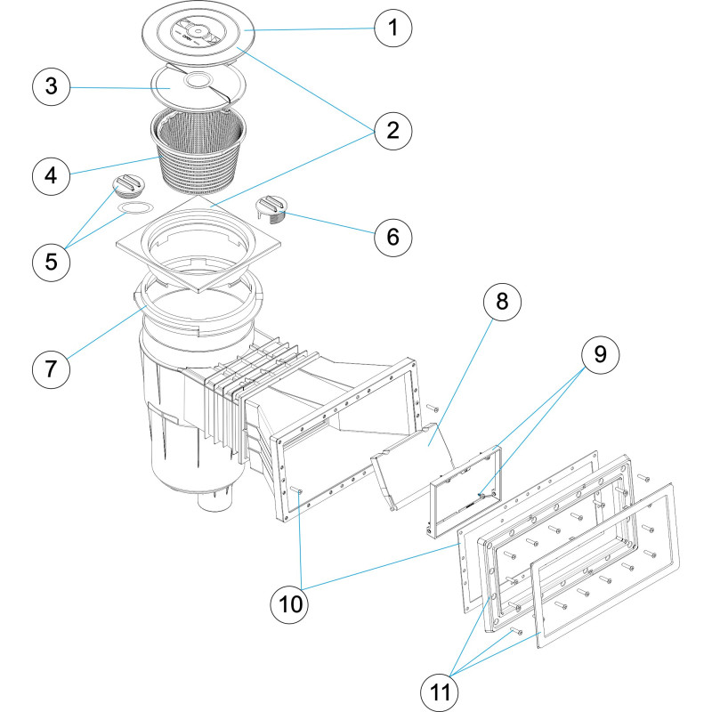 Skimmer 17,5L MODELE 6 grande meurtière LINER