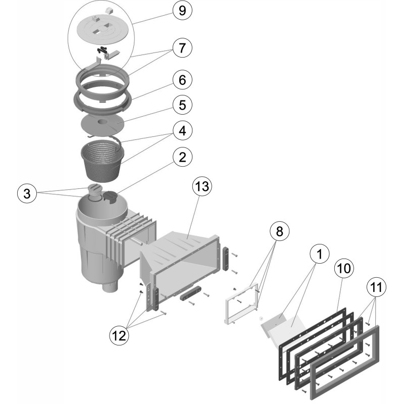 Skimmer 17,5L grande meurtrière, couvercle rond PRÉFABRIQUÉ