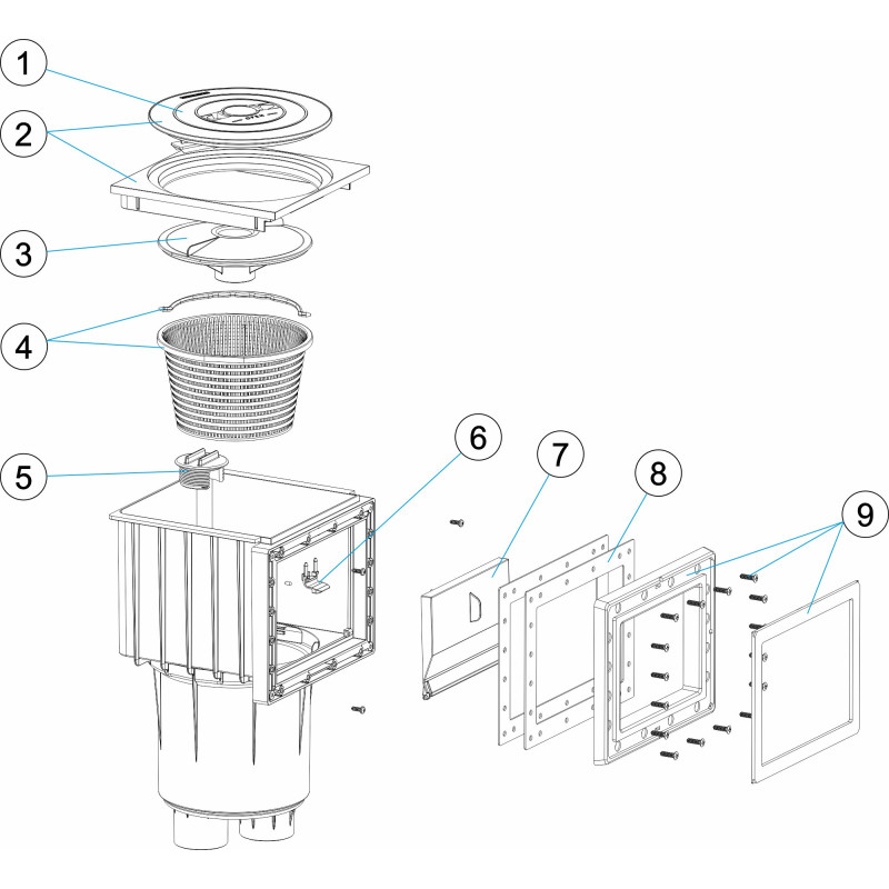 Skimmer 17,5L carré petite meurtière LINER