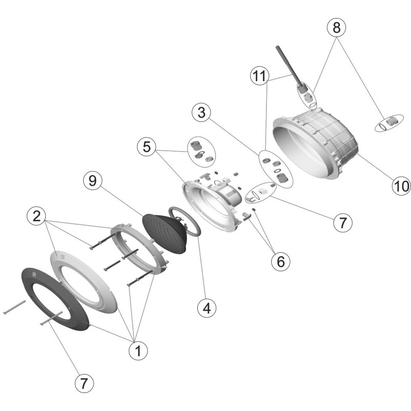 Projecteur PAR56 enjoliveur inox et blanc