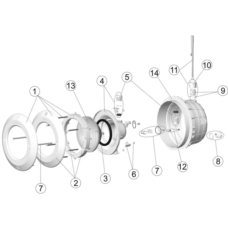 Projecteur PAR56 enjoliveur inox et blanc