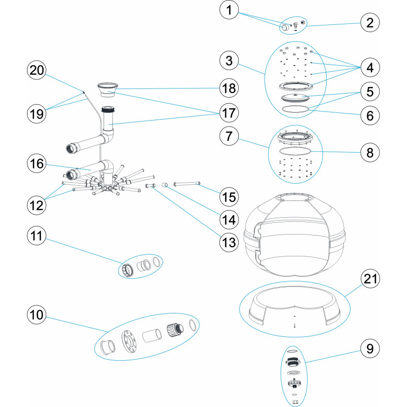 Filtre vesubio Ø 1050 - Ø 1200 couvercle transparent