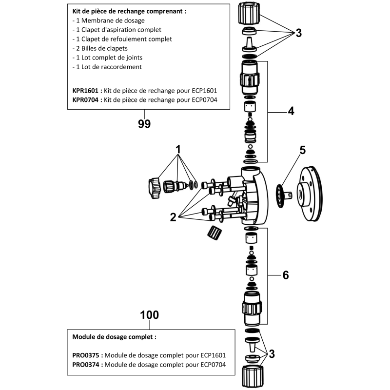 Pompe doseuse ECP1601, ECP0704