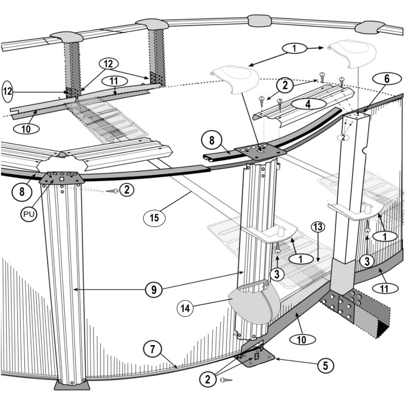 Structure piscine ovale blanche HAITI H.132