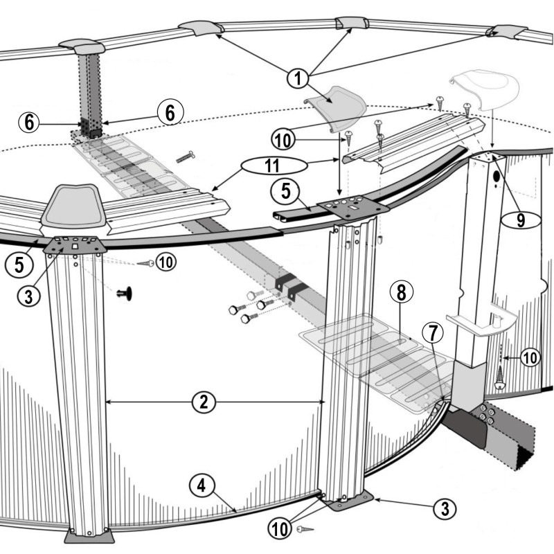 Structure piscine en huit blanche VARADERO H.120