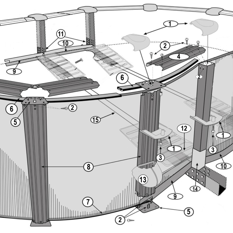 Structure piscine ovale imitation pierre MYKONOS H.132