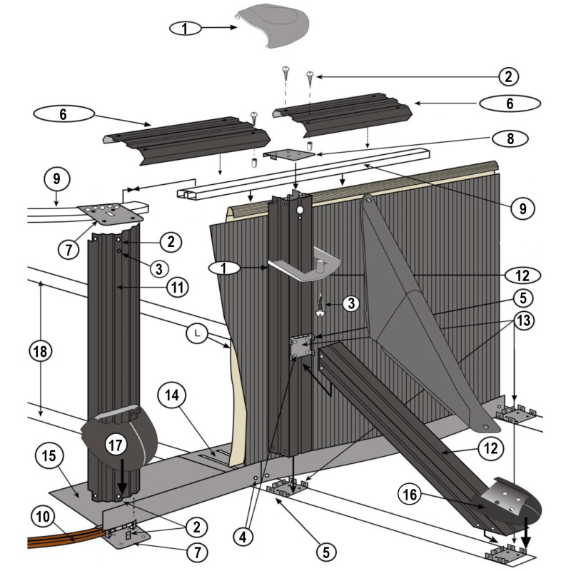 Structure latérale piscine ovale imitation pierre SKYATHOS H.132