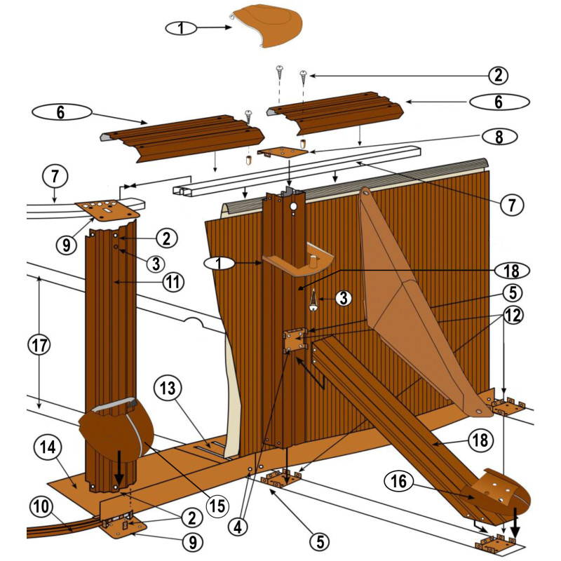 Structure latérale piscine ovale imitation bois MAURITIUS, MALDIVAS H.132