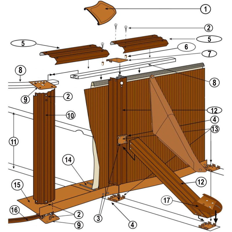 Structure latérale piscine ovale imitation bois PACIFIC, SICILIA H.120