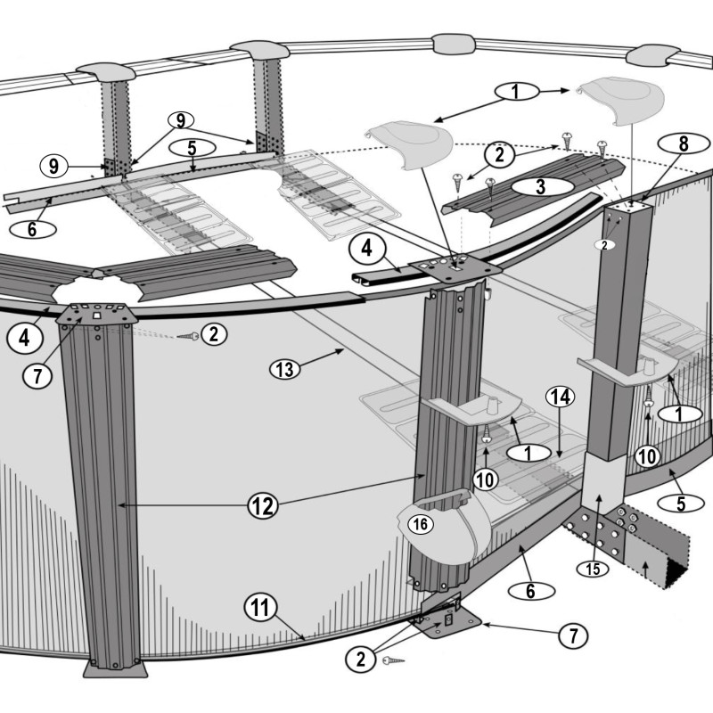Structure piscine ovale RATTAN, CRETA H.132