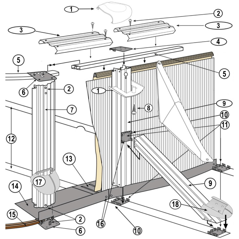 Structure latérale piscine ovale RATTAN H.132