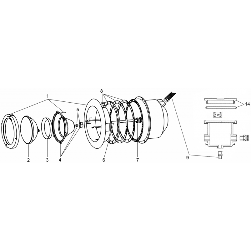 Projecteur Aquareva, Serie France orientable